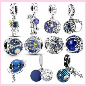 Nowy popularny 925 czyste srebro urok księżyc gwiazda urok perła DIY jest używany do prymitywnej bransoletki z wisiorkiem biżuteria moda kobiece prezenty