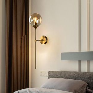 Duvar lambaları Modern LED cam top lambası fikstürü İskandinav Altın Başucu Oturma Odası Koridor Ev Dekorasyon Accon Aydınlatma Metal Işıklar