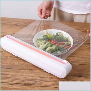 Andra hushållens sundries Twoway Sliding Knife Mtisize Appli Suction Cup Type Plastic Wrap Cutter Hushållens kreativa köksredskap Dhjvn