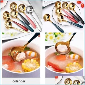Spoons Soup Spoon Colander 304 Stainless Steel Ladle Skimmer Pot Kitchen Restaurant Utensils Drop Delivery Home Garden Dining Bar Fla Dh7Yp
