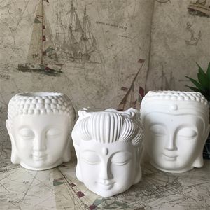 شموع 3D Buddha Head Planter Silicone Molds DIY راتنج الحرف الأسمنت وعاء زهرة القالب شمعة حامل شمعة الصنع الأدوات 221108