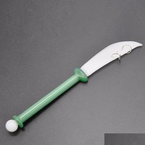 Altri accessori per fumatori Crescent Moon Knife Glass Dabber Tool 160Mm Wax Tools Stick For E Nails Kit Dab Nail Quartz Enails Drop De Dhkar