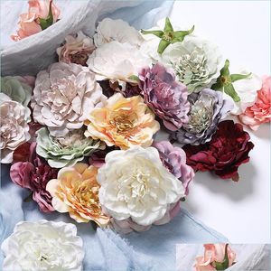 Decorative Flowers Wreaths 10Cm Simation Poney Mticolor Artificial Peony Flower Head For Wedding Party Decoration Diy Decorative W Dhsun