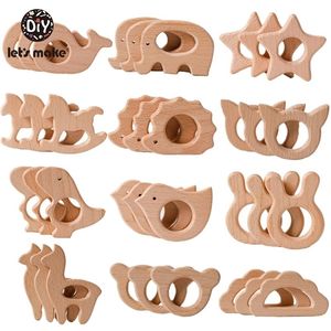 Baby dentes brinquedos Vamos fazer 5pcs por atacado de madeira pingente pingente de pingente de colar de diy bpa bpa grátis hedgehog bird 221109