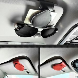 Akcesoria wewnętrzne okulary zamontowane na pojazd Uchwyt uniwersalny samochód słońca klip PU skórzane klawisze tkanki bilety