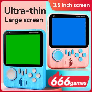 Mini Protable Game Console G7 Handheld 3.5 Inch Screen 1CM Ultra-thin Retro Bulit-666-in Classic TV Video Games Players for Family Gaming Kids Gift