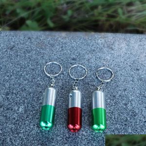 Other Smoking Accessories Pill Style Aluminum Smoking Herb Pipe 72Mm Metal Bowl Tobacco Pipes Mini Hand Spoon Accessories Keychain R Dhuis