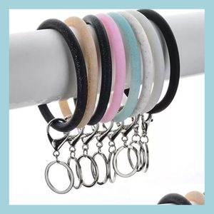 Keychains Lanyards 8 Colors Sile Bracelets Keychain Eco Friendly Dot Wristbands Motion Theft Prevention Reusable Bangles Smart Bra Dhrcx