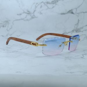 Occhiali da sole in legno con taglio a diamante Occhiali da sole alla moda per uomo e donna Designer di lusso Carter Shades Decorazione per esterni