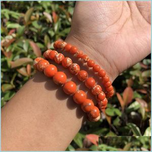 Beaded Beaded Strands Orange Emperor Jasper Turquoise Bracelet Round Bead Jewelry Gift For Women And Men Kent22 Drop Delivery Bracele Dh57Z