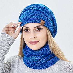 BeanieSkull Caps Winter Beanie Hüte Schal Set Frauen Warme Strickmütze Schädel Kappe Halswärmer