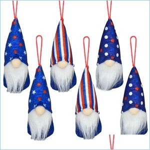 その他のお祝いのパーティー用品JyパーティーGnome American Independence DayハンギングオーナメントUSA Patriotic Handmade Plush Facele DHCZM