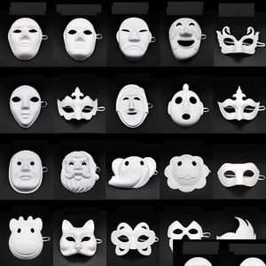 Party Masks Paper Diy Party Mask White Painting Halloween Chirstmas Children Creative Masks Garten Drop Delivery Home Garden Festive Dhvgs