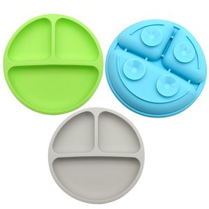 New Baby Silicone Dining Plates Four Reinforced Suckers Dividing Children's Bowl Infant Complementary Food Bowl