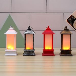 Christmas Decorations Wind Lamp Retro LED Luminous Lantern Decoration Home Tree Flame Candle Light Pendant 2022