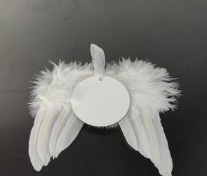 10pcs Bag Parts Sublimation DIY Blank MDF Christmas White Angel Wings Ornament Hanging Feather Decor
