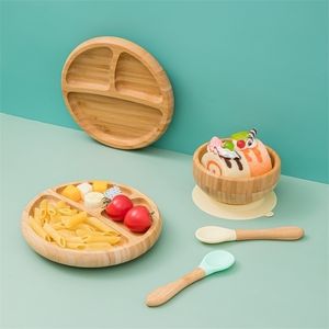 Tassen, Geschirr, Utensilien, 2 Stück, Baby-Holztrennwand, Füttern, Geschirr-Set, Kleinkinder, verschmutztes Essen, Löffel, Teller, Teller mit Saugnapf, Kindersachen 221109