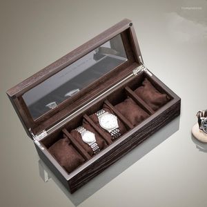 Titta på lådor 5/10 Slots Wood Storage Organizer Box Case Men's Watches Display Holder Jewelry with Window Vintage Gift Ideas