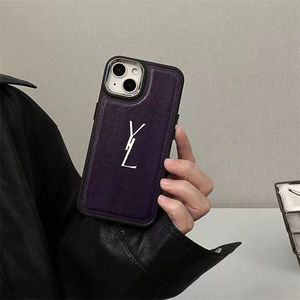 Designers Phone Cases Fashion Purple Leather Phonecase Classical Letters Case Y Shockproof Cover For IPhone 14 Pro Max Plus 13 12 11 Hot