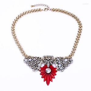 Halsketten mit Anhänger, Bulk-Preis-Halskette, Blume für Damen, goldfarben, lange Kette, modisch, klobiger Statement-Vintage-Schmuck, klassisches Accessoire