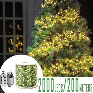 Stringhe 200 m Luci di Natale Giardino Spina impermeabile esterna Fata Stringa LED Telecomando Camera dell'albero Decorazione di nozze Festa