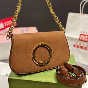 Borsa a tracolla con catena in pelle scamosciata Blondie da donna Italia Marchio di lusso Tondo G Logo in metallo Borse a tracolla in pelle di vacchetta Borsa a doppia tracolla stampata in tela da donna