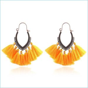 Dangle Chandelier Bohemian Style Dangling Earrings Hollow Tassel Dangle Chandeliers Fan Shape Thread Fringe Earings Jewelry For Wo Dhdpj