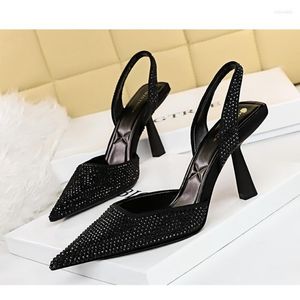 Sandali 2022 Fashion Strass Bright Slingback High Heel Women One Pedal Thin Heels Tinta unita Everyday All-match