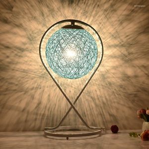 Table Lamps 220v EU Plug Lamp Rattan Ball Design Takraw Night Light For Bedroom Bedside Living Room Indoor Lighting Diameter 20cm