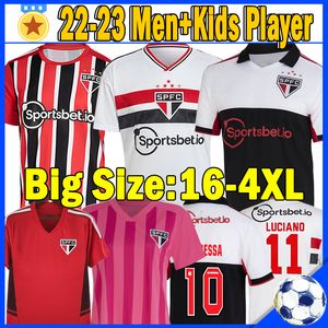 Xxxl xl Sao Paulo Soccer Jerseys Fan Player Wersja Dani Alves Men Men Kometry dla dzieci mundury Luciano Igor Gomes Pablo Camisa Footbal Shirt Top Big Size
