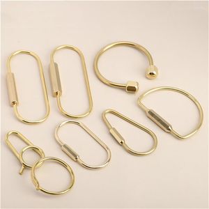Keychains Brass Keychain Screw Lock Camping Survival Carabiner Men Women Simple Key Ring Accessories Equipment Buckles Hooks