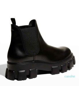 Damenstiefelette Monolith gebürstetes Leder Stiefel Plateauschuh Sohle Damen Designer Stöckelschuhe schwarzes Leder Outdoorschuhe 35-41