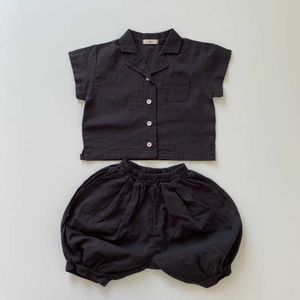 Наборы одежды летняя детская ретро ретро с коротким рукавом набор летняя детская рубашка из отвороты тыквы