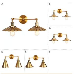 Lâmpadas de parede Cabeça dupla Bronze Iron SCENCE EDON LOFT INDUSTRIAL Vintage Luminárias LEDs Ajustar a iluminação da lâmpada de cabeceira