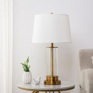 Table Lamps Crystal Glass Rod Lamp Warm Living Room Simple Cloth In Study Bedroom Bedside E27