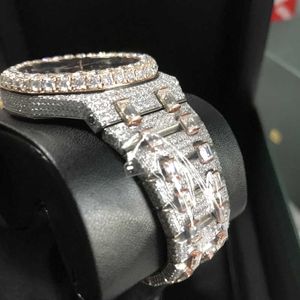 QW6B Wristwatch إصدار جديد من الهيكل العظمي VVS1 Diamonds Watch Pass TT Rose Gold Mixed Sier Top Sender Mosty Movement Men