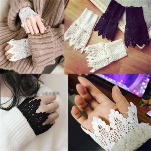 Knee Pads Korean Lace Hollow Out Hook Flower Fake Sleeve Fashion Cuff Wrist Women's Gloves