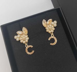 2022 Luxury quality Charm drop earring with flower design and diamond in 18k gold plated have box stamp PS3506A