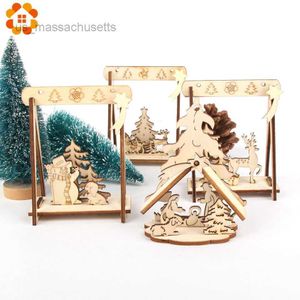 Weihnachtsspielzeug 2 Teile/los DIY Kreative Kleine Hohle Weihnachten Holz Ornamente Für Zuhause Weihnachten Party Ornament Dekorationen Kinder Geschenk Liefert L221110