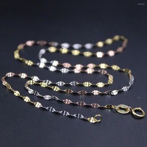 Ketten Echte 18 Karat mehrfarbige Goldkette für Frauen weiblich 1,8 mmW Kleeblatt Halskette 16''L Geschenkschmuck Au750 rein