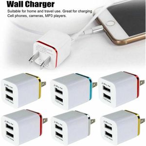 Adaptador de carregador duplo duplo USB Adaptador 1a 2a 5v para Android Todos os dispositivos de sa￭da USB F￡cil de transportar Chargers Plug