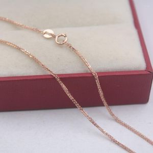Correntes Pure 18k Rose Gold Chain Unisex Luck Wheat Foxtail Link Colar 18inch 1mmW 1.64g