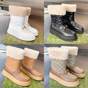 Stivali da neve firmati australiani Stivaletti con plateau in pelle di lana Stivali bassi caldi in pelliccia di peluche Inverno Autunno Scarpe in cotone da neve per le donne 35-42 NO428