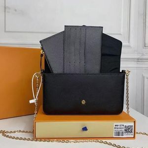 Luxurys çanta favori çoklu aksesuarlar 3 adet/set kadın crossbody cüzdan haberci çantaları çanta çiçekleri omuz bayan deri kutu 61276 88