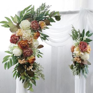 Декоративные цветы 2pcs Custom Restro Rest Rose Artificial Wedding Row Arch Decor Decrop Flower Wall Arrah