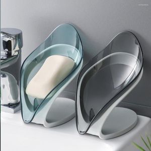 Soap Dishes Leaf Shape Box Bathroom Holder Dish Storage Plate Tray Toilet Shower Non-slip Drain Case Gadgets