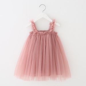 Mädchen Kleider Sommer Baby Kleid Einfarbig Hosenträger Mesh Infant Mode Niedliche Prinzessin Ballkleid Tutu