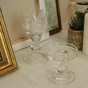 Candle Holders Clear Glass Tealight 3.46/4.52/ 5.51in High Candlestick Holder Ideal Gift For Wedding Parties Spa