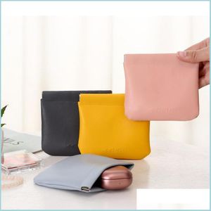 Storage Bags Mini Small Wallet Coin Bag Soft Leather Key Earbuds Storage Bags Credit Card Holder Case For Boys Girls Drop Delivery H Dh95Y