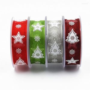 Jewelry Pouches 25mm 10m Multi Color Christmas Ribbon Printed Grosgrain For Gift Wrapping Party Decoration Hair Bows